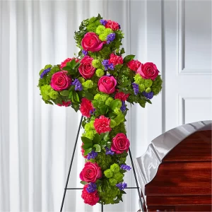 Tribute Rose Floral Cross AA